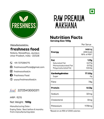 Freshness Raw Premium Makhana (Lotus Seeds) (200 g)